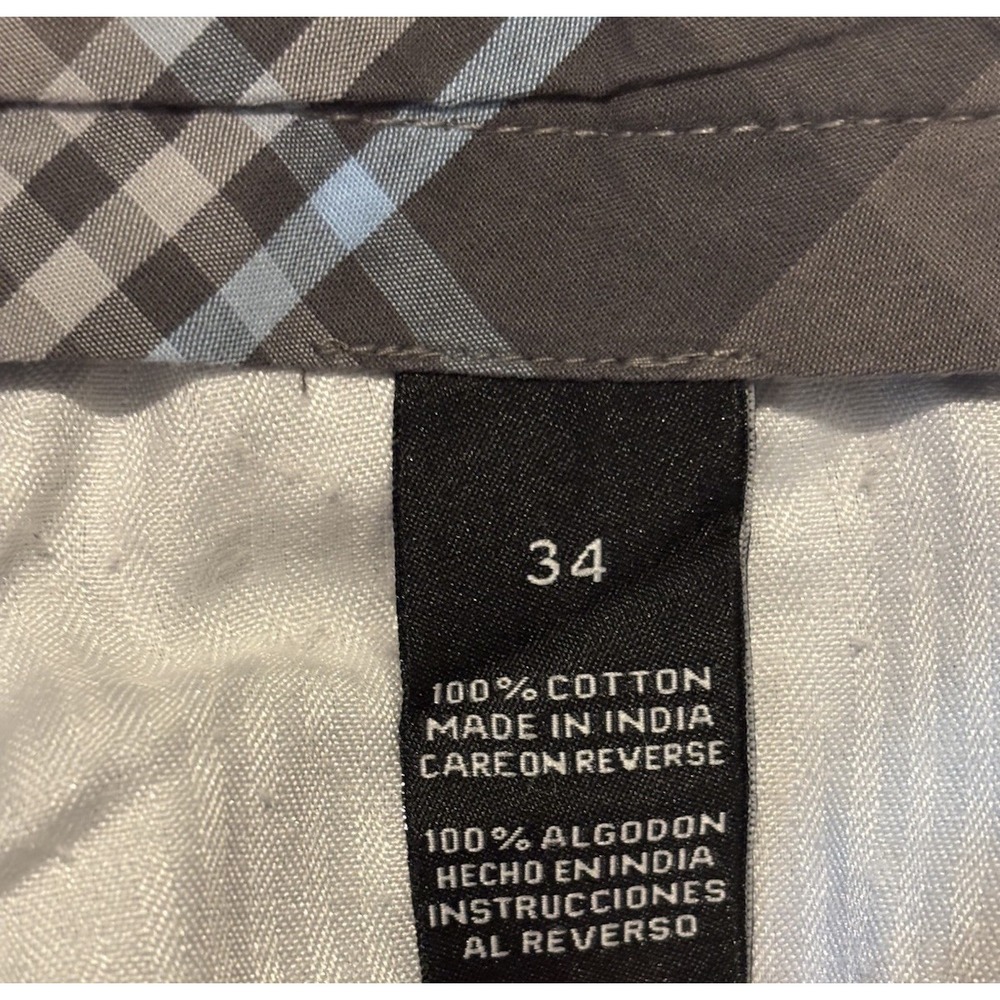 Age of Wisdom Mens Size 34 Grey Blue‎ Plaid Cotton Cargo Shorts Preppy NWT - Picture 5 of 8